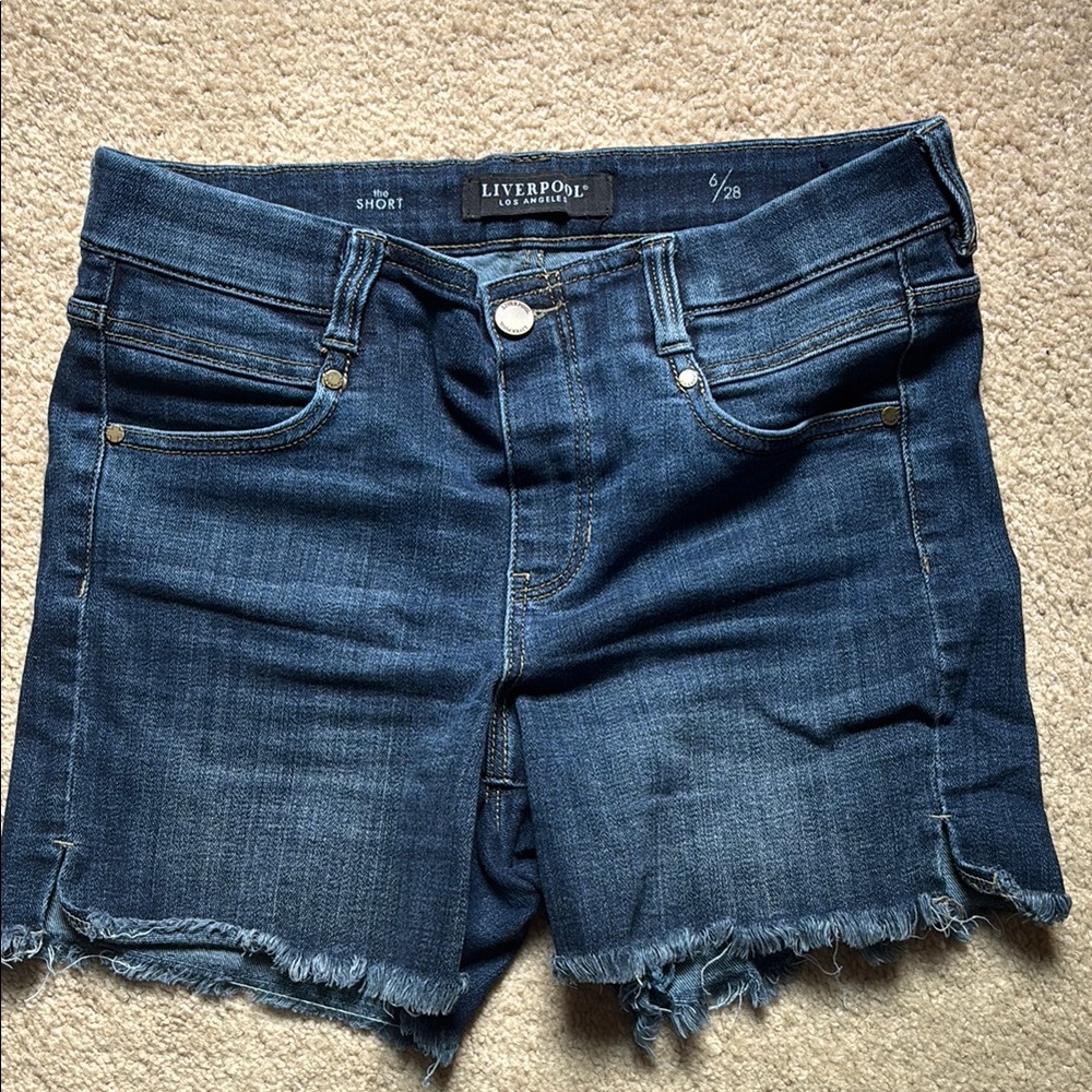 Liverpool Blue Denim Cutoff Shorts